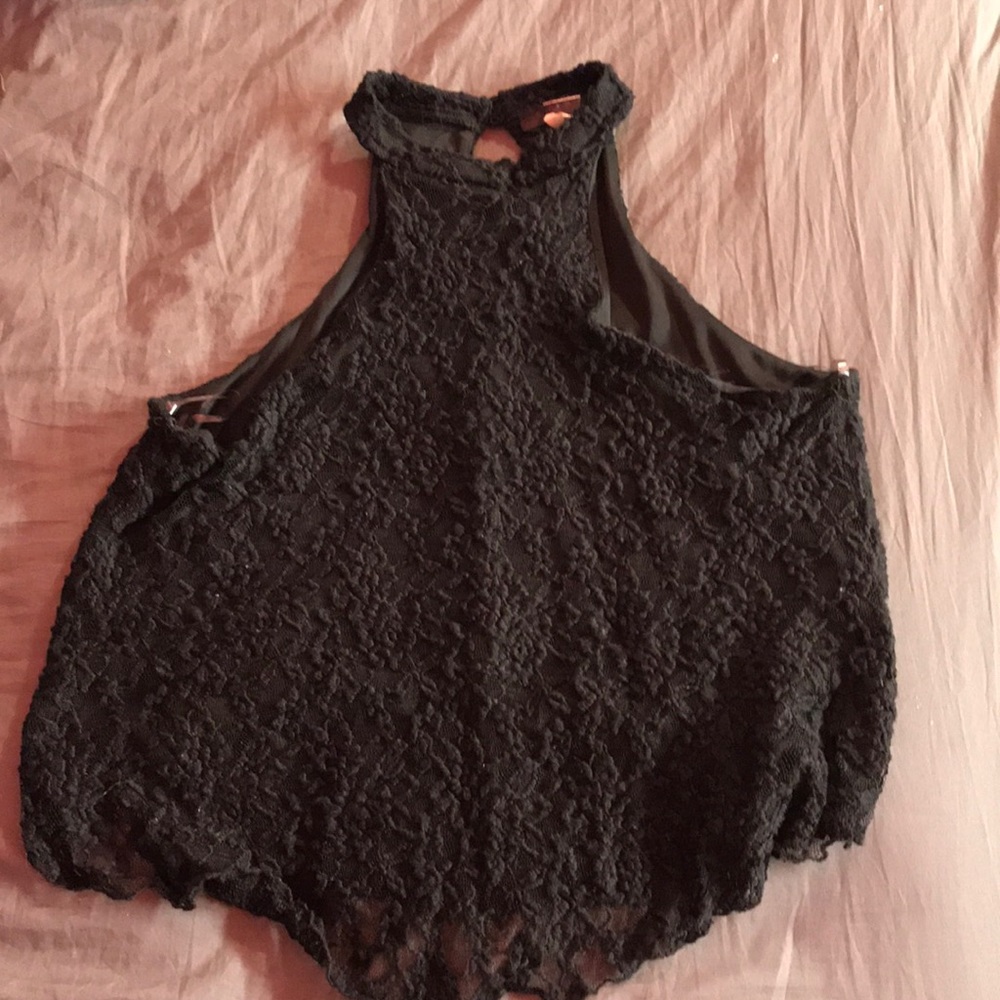 Black lace crop top